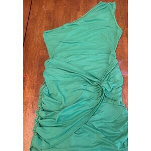 Sason One-Shoulder Ruched Bodycon Dress XL Green